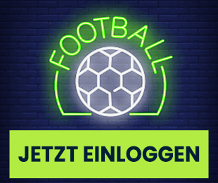 Leuchtendes Fußballsymbol mit Login Hinweis für die Nutzung der Wettigo Mobile App